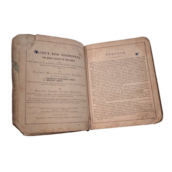 Colton's New Introductory Geography 1875 Hardback Book D. D. Merrill Damage READ - Picture 7 of 16